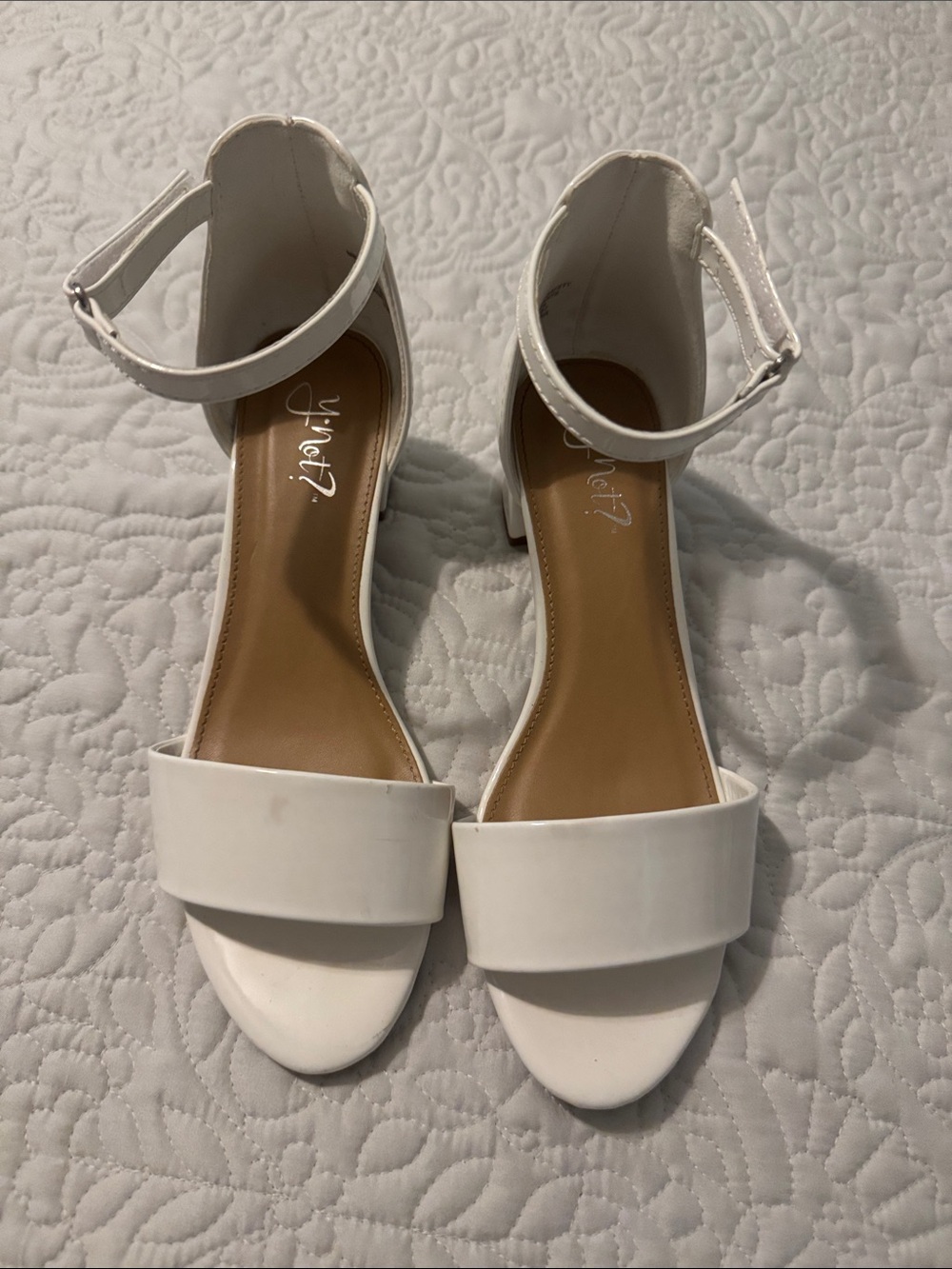 Girls' White Ankle-Strap Dress Heels